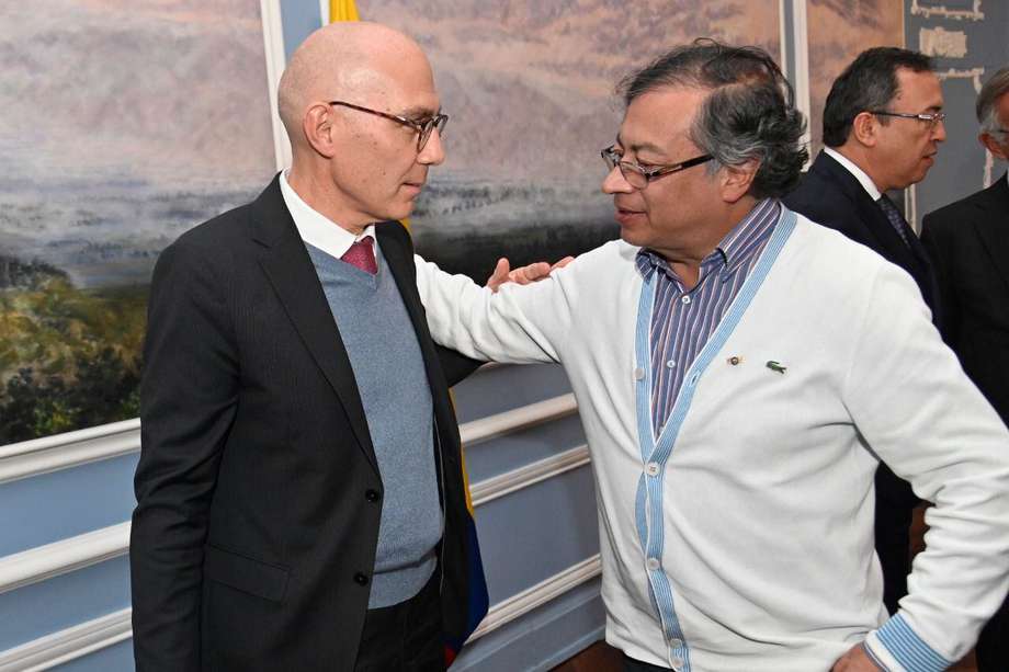 El Alto Comisionado de la ONU para los Derechos Humanos, Volker Türk, durante su reunión con el presidente Gustavo Petro.