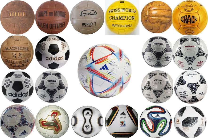 Los 22 balones de la Copa del Mundo.
