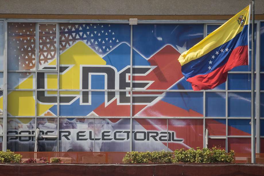 Fotografía de las instalaciones de la sede del Consejo Nacional Electoral (CNE), este lunes en Caracas (Venezuela). 