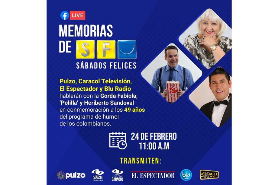 En la transmisión Memorias de Sábados Felices, la Gorda Fabiola, 'Polilla' y Heriberto Sandoval contarán anécdotas del programa y reflexionarán sobre el humor en Colombia.