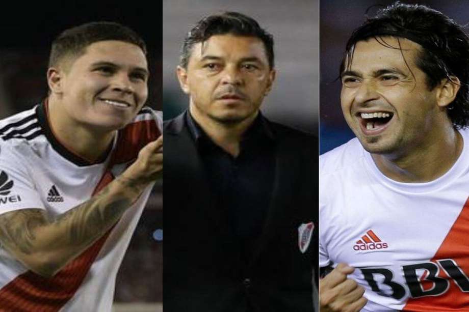 Juan Fernando Quintero (izq.), Marcelo Gallardo y Leonardo Pisculichi, referentes de la última década en River Plate.