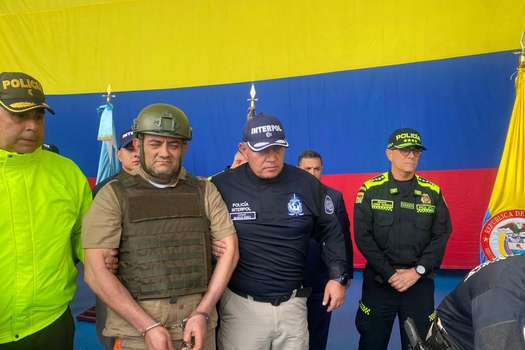 "Otoniel" siendo entregado a autoridades de Estados Unidos en Bogotá.