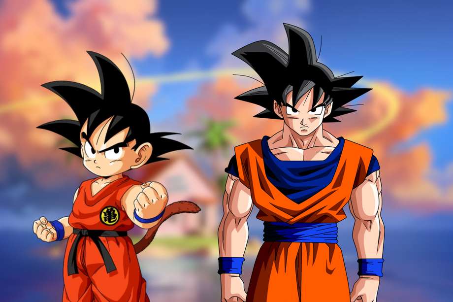 Goku, personaje principal de Dragon Ball, en su versión niño y joven.