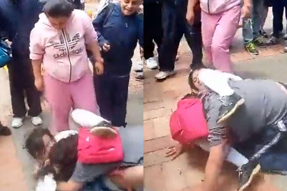 Pelea entre dos estudiantes de un colegio de la localidad de Bosa, en Bogotá.
