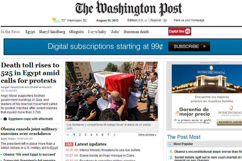 Imagen de la edición digital de The Washington Post. 