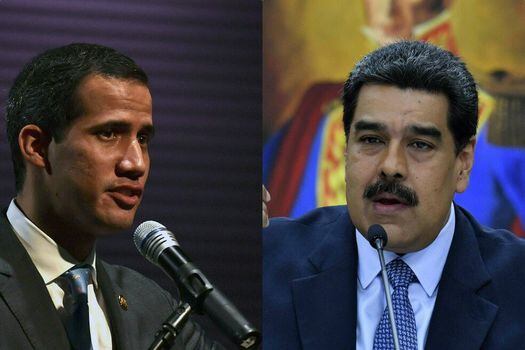 Juan Guaidó, jefe del Parlamento de Venezuela, y Nicolás Maduro, mandatario de Venezuela. / AFP
