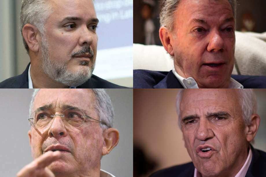 Expresidentes Iván Duque, Juan Manuel Santos, Álvaro Uribe y Ernesto Samper.
