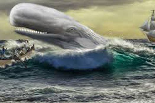 Imagen de una de las ilustraciones de Moby-Dick?, novela de Herman Melville, publicada en 1851, que narra la travesía del barco ballenero Pequod, comandado por el capitán Ahab, en la persecución de un gran cachalote blanco. / Cortesía