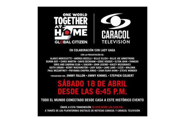 Caracol Televisión se une a "Un Mundo: Juntos en Casa"