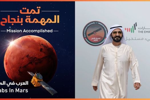 El Jeque Mohammed bin Rashid, de Emiratos Árabes Unidos, celebró la llegada de la sonda Hope a Marte en su cuenta de Twitter.