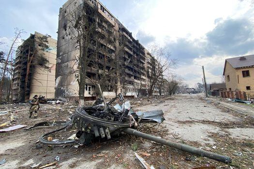 Edificios en ruinas en Irpin, Ucrania. La localidad se encuentra a 20 kilómetros de Kiev y ha sido una de las más afectadas tras la guerra en Ucrania.
