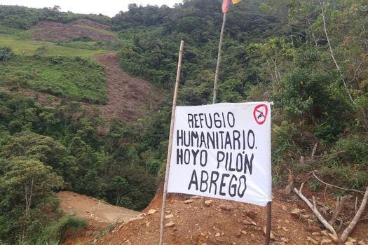 Las personas que se albergan en el refugio humanitario de Hoyo Pilón, Abrego, denunciaron que a menos de 200 metros de dicho espacio se presentaron combates/ Cortesía: Ascamcat.