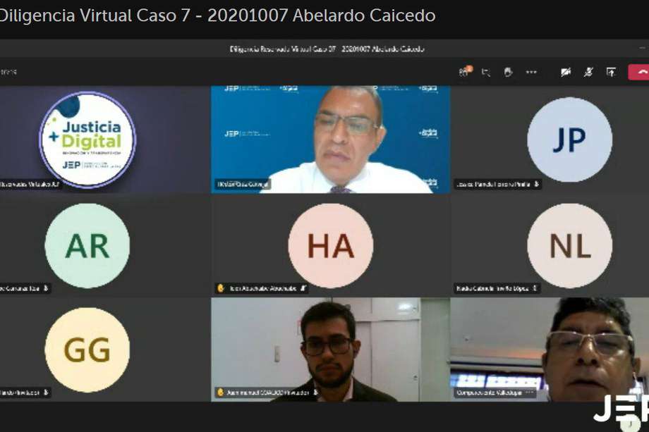 La audiencia se realizó de forma virtual. Abelardo Caicedo (esquina inferior derecha) se encuentra en Cesar.