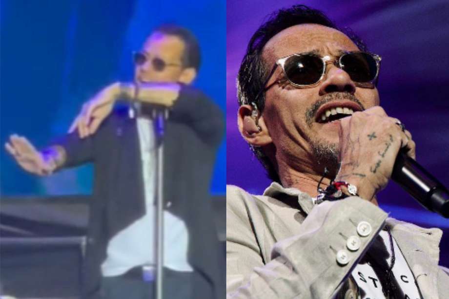 Durante su concierto el pasado sábado, en Medellín, el cantante Marc Anthony el golpe de una botella de aguardiente. Tras el golpe, el artista pidió que no lanzaran nada más.