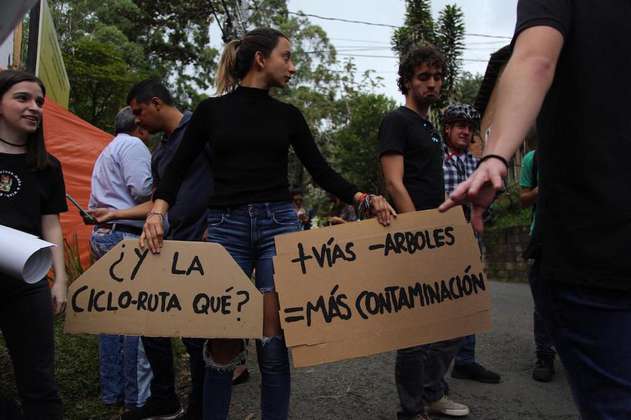 Vecinos protestan por tala de árboles en el barrio El poblado de Medellín