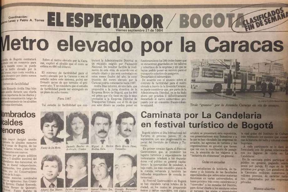 El titular de El Espectador informando sobre el metro de Bogotá.