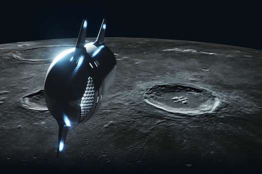 Simulación del viaje a la órbita de la Luna del Starship de SpaceX.