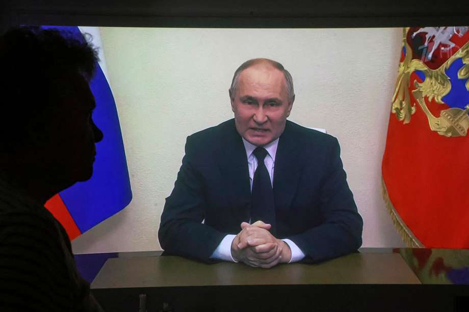El presidente ruso, Vladímir Putin, durante la alocución en la que condenó el ataque terrorista a las afueras de Moscú.