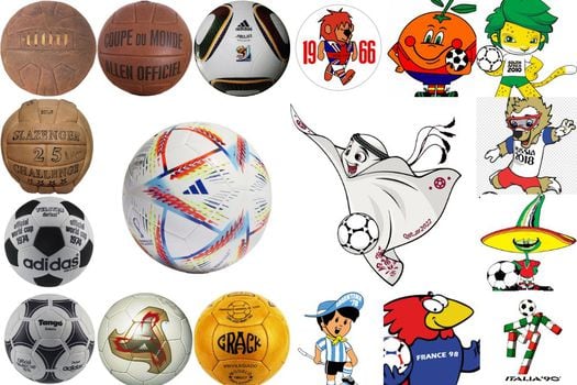 Todos los balones y mascotas de las Copas del Mundo en sus 22 ediciones.