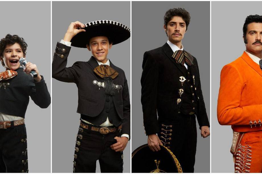 Kaled Acab, Sebastián García, Sebastián Dante y Jaime Camil interpretan las diferentes etapas de la vida de  Vicente Fernández en “El Rey”. / Cortesía: Caracol TV