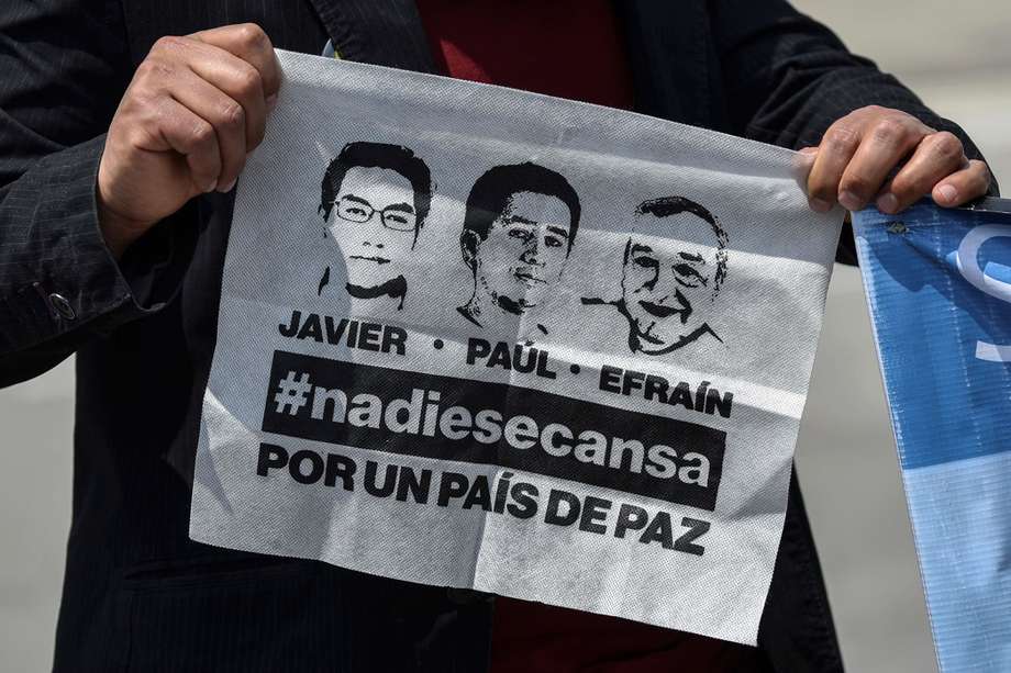 Ya se cumplieron tres años desde el asesinato de los tres periodistas y, a la fecha, no hay mayores resultados de las investigaciones ni en Colombia, ni en Ecuador. / Foto: AFP. Luis Robayo
