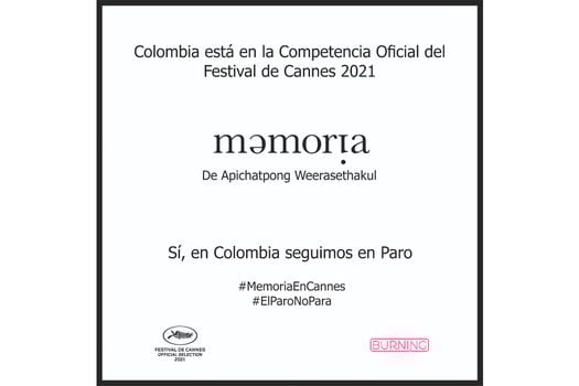 Con esta imagen la producción de "Memoria" anunció su participación en el Festival de Cannes 2021.