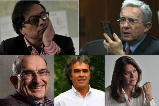 Gustavo Petro, Álvaro Uribe, Humberto de la Calle, Sergio Fajardo y Marta Lucía Ramírez. / Cortesía