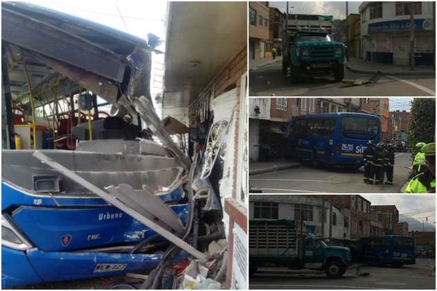 Un muerto deja choque entre bus del SITP y camión en el sur de Bogotá