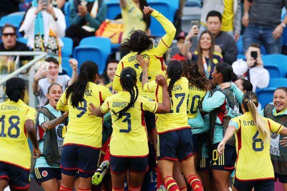 Las jugadoras de Colombia celebran un gol en el Mundial Femenino 2023.