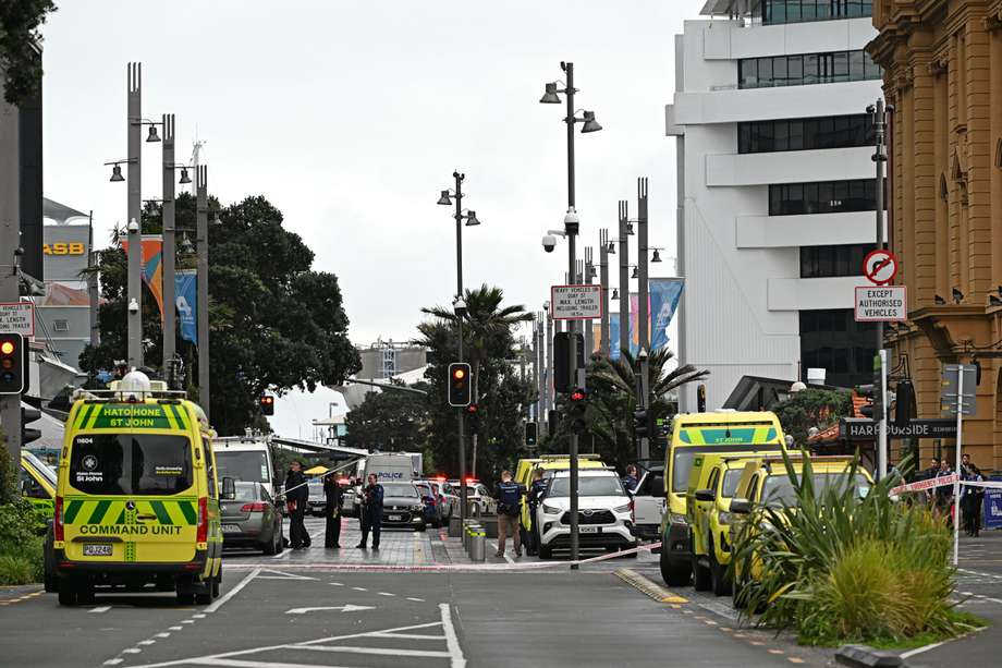 La zona del tiroteo en Auckland acordonada.