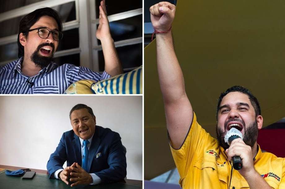 Freddy Guevara (izquierda arriba), Javier Bertucci (Izquierda abajo) y Nicolás Maduro Guerra.