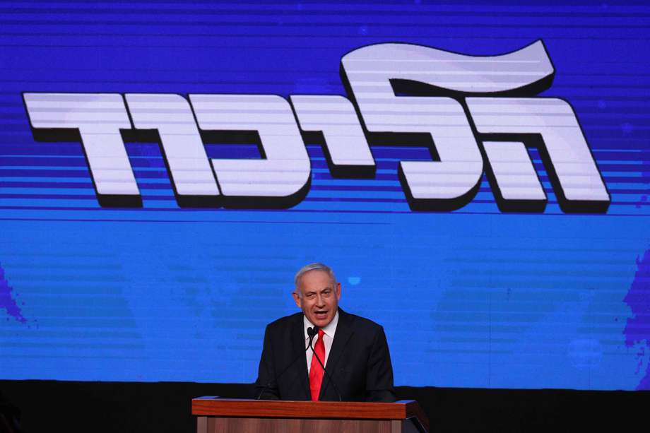 El primer ministro, Benjamin Netanyahu durante un evento frente a sus simpatizantes.