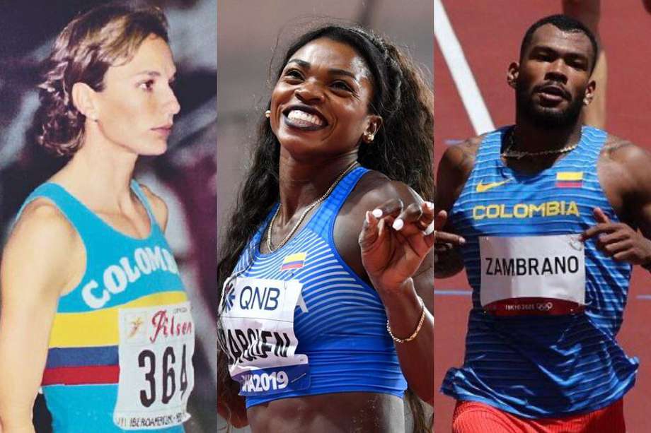 Los medallistas olímpicos del atletismo colombiano, Ximena Restrepo, Caterine Ibargüen y Anthony Zambrano.