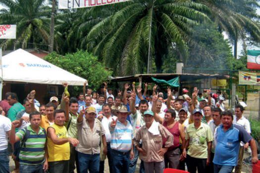 Huelga de los trabajadores de Palmas del Cesar, liderada por Sintrainagro seccional Minas, 2013.  / Informe Y a la vida por fin daremos todo. CNMH