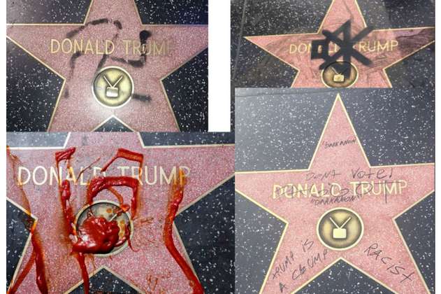 Un hombre es detenido por pintar esvástica sobre la estrella de Trump en Hollywood