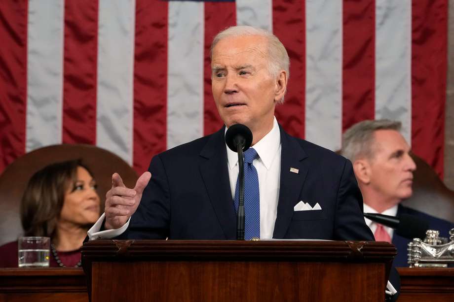 Joe Biden durante el discurso del Estado de la Unión. EFE/EPA/Jacquelyn Martin / POOL
