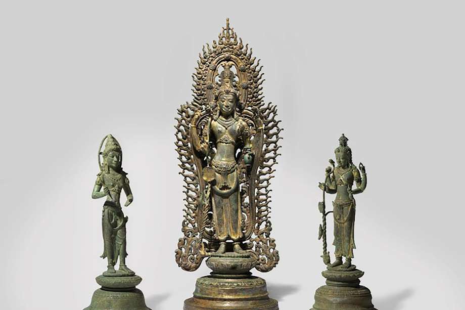 Imagen de las tres esculturas que Australia devolverá a Camboya EFE/ National Gallery Of Australia (NGA) 
