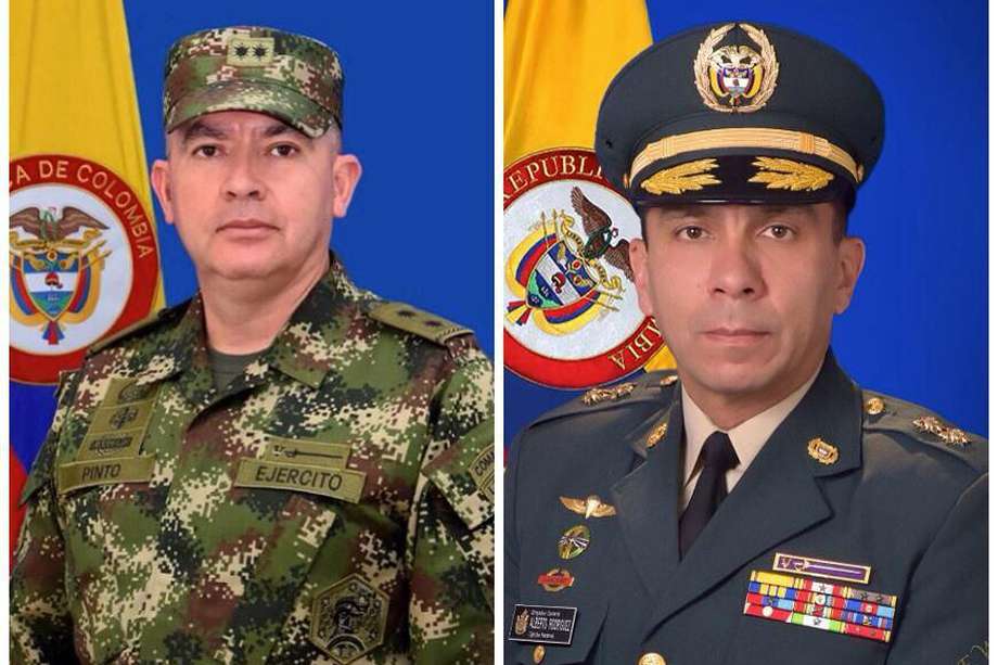 Marcos Pinto, brigadier general comandante de la Segunda División del Ejército; y Edgar Rodríguez, mayor general director del Comando de Educación y Doctrina del Ejército.
