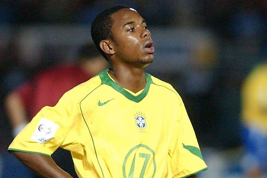 Robinho, con la camiseta de la selección de Brasil.
