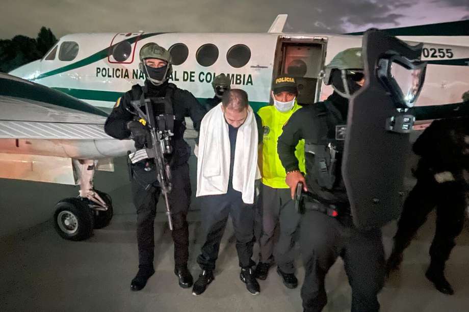 Alias Kakin llegó a Bogotá en la madrugada de este viernes./ Foto Policía.