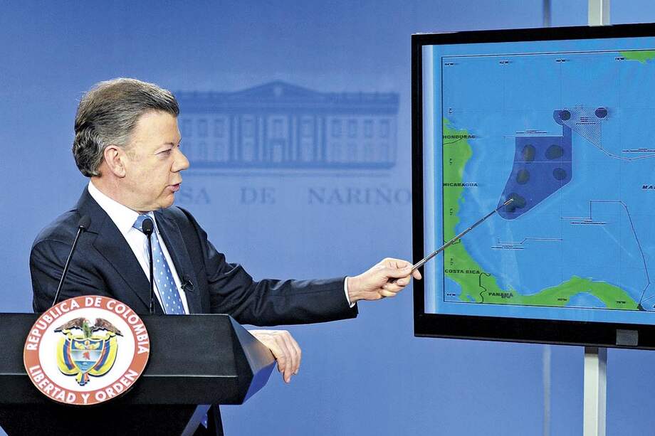 El presidente Juan Manuel Santos, el 9 de septiembre de 2013, día en que presentó la estrategia para enfrentar las consecuencias del fallo de La Haya. / Presidencia