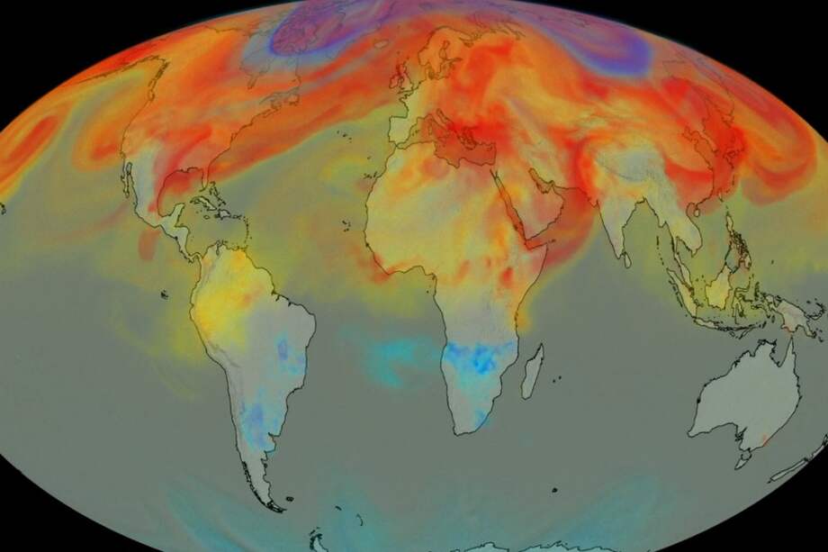 Imagen de cómo se ve el ciclo del CO2 desde el espacio. Tomada del video de A. Eldering et Al. - Science (2017)