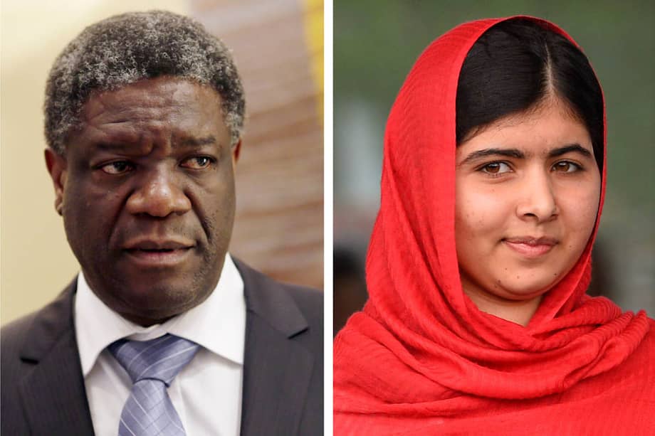 El médico congoleño Denis Mukwege y la joven activista paquistaní Malala Yousafzai, dos de los postulados al Premio Nobel de Paz. / AFP