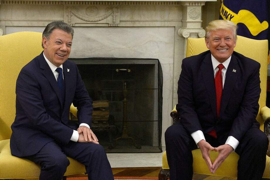 Santos y Trump durante la visita del mandatario colombiano a EE.UU. en mayo de 2017. / Presidencia