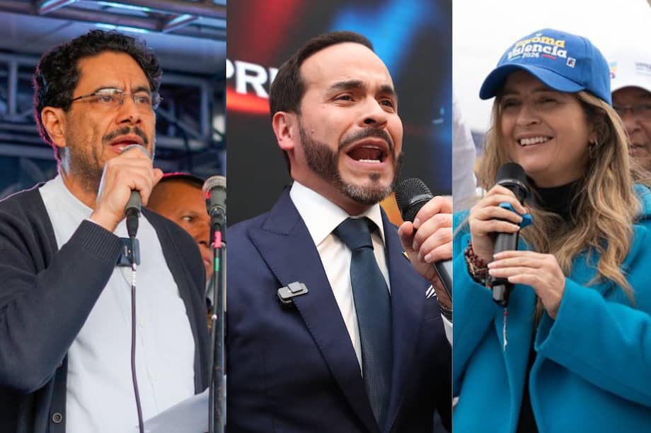 Aspirantes a la presidencia Iván Cepeda, Abelardo de la Espriella y Paloma Valencia.