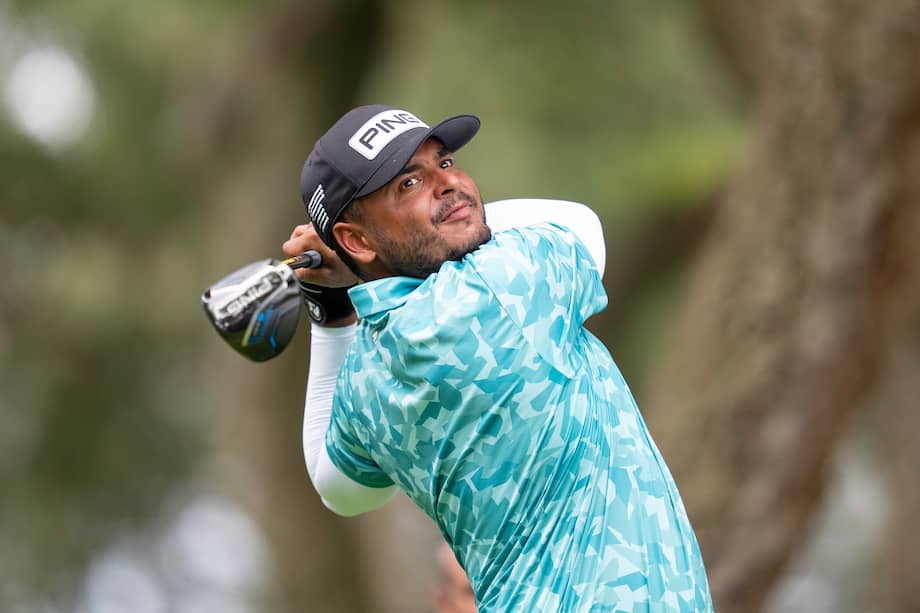 Sebastián Muñoz of Torque GC hits his shot from the 13th tee during the pro-am before the start of LIV Golf Andalucía at Real Club Valderrama on Thursday, July 10, 2025 in San Roque, Spain. (Photo by Mateo Villalba/LIV Golf)