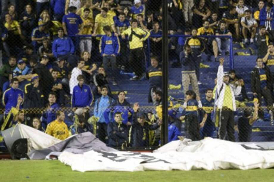 Hinchas de Boca durante el partido de vuelta de los octavos de final de la Copa Libertadores. Foto: EFE
