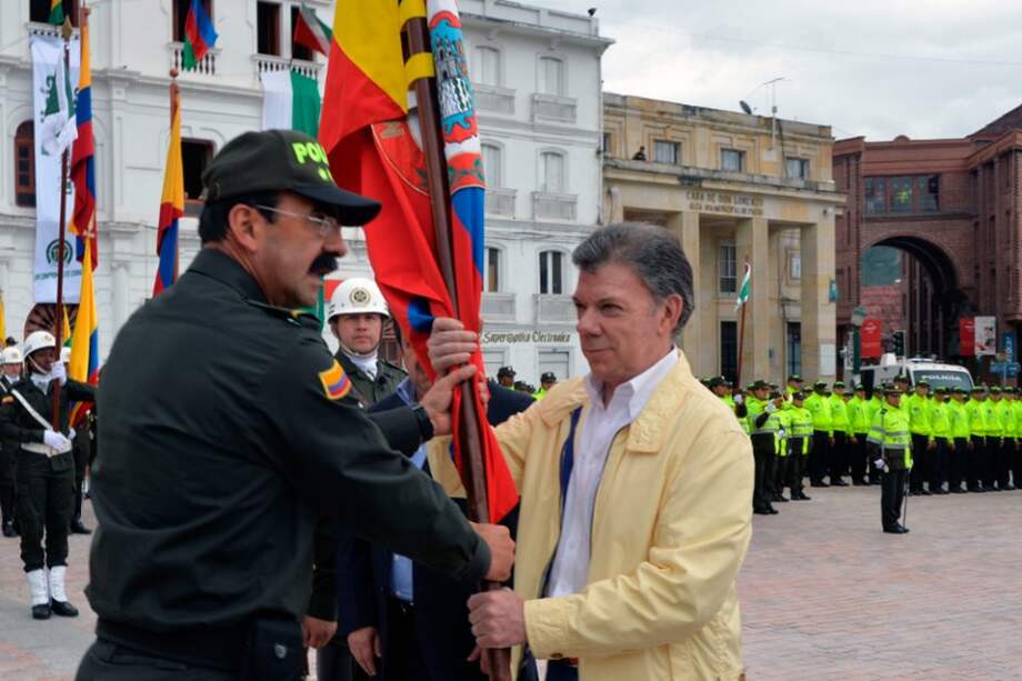 Juan Manuel Santos en la Policía Metropolitana de San Juan de Pasto.