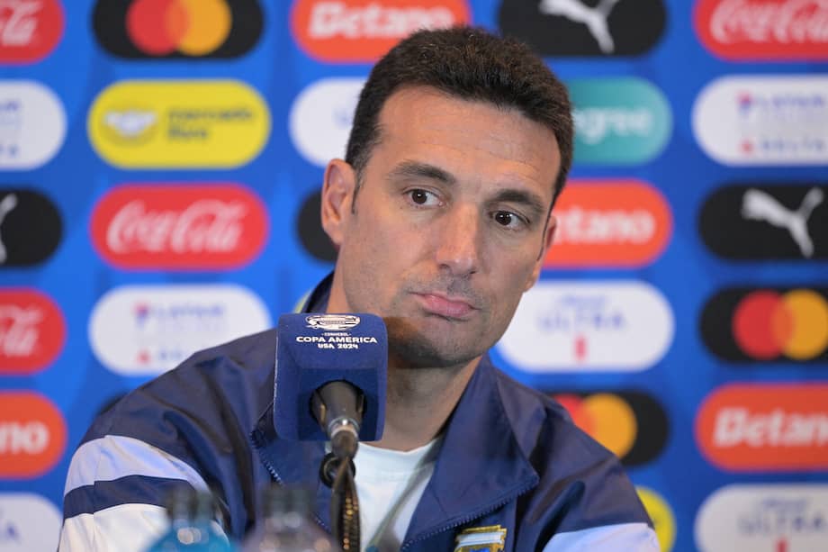 El seleccionador de Argentina, Lionel Scaloni, en la rueda de prensa un día antes del partido de semifinales de la Copa América 2024 entre Canadá y Argentina.
