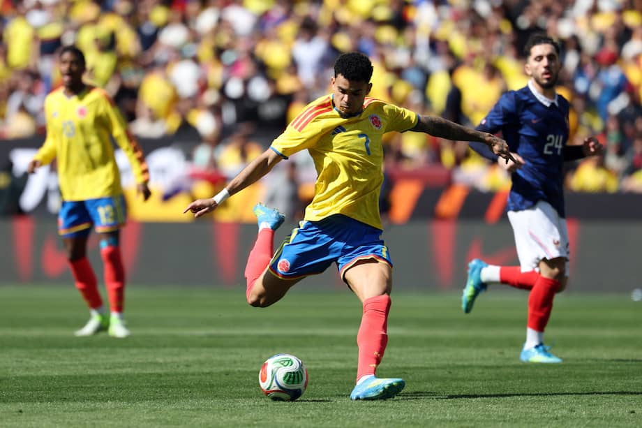 Luis Díaz durante el partido amistoso entre Colombia y Francia en el Northwest Stadium de Landover, Maryland, este 29 de marzo de 2026.